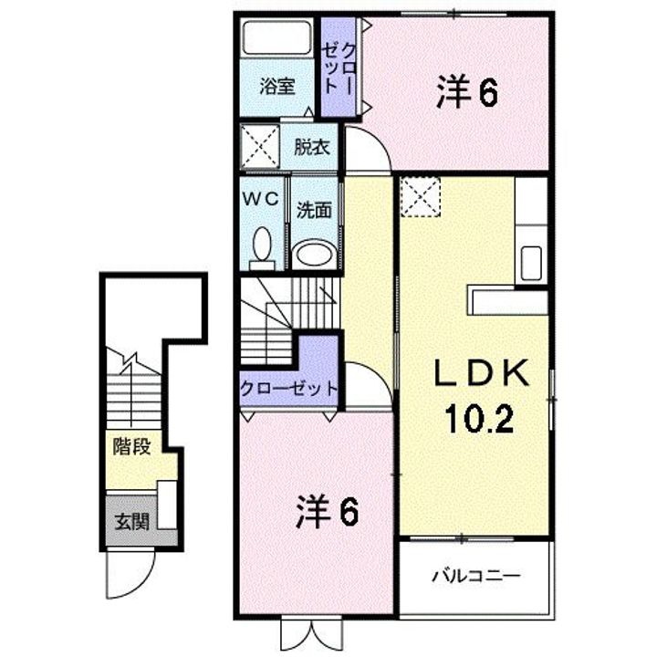 埼玉県熊谷市石原(アパート)の賃貸物件の間取り