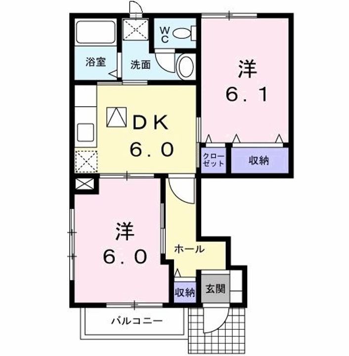 福島県いわき市好間町中好間字江添(アパート)の賃貸物件の間取り