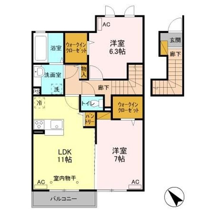 栃木県栃木市藤岡町藤岡(アパート)の賃貸物件の間取り