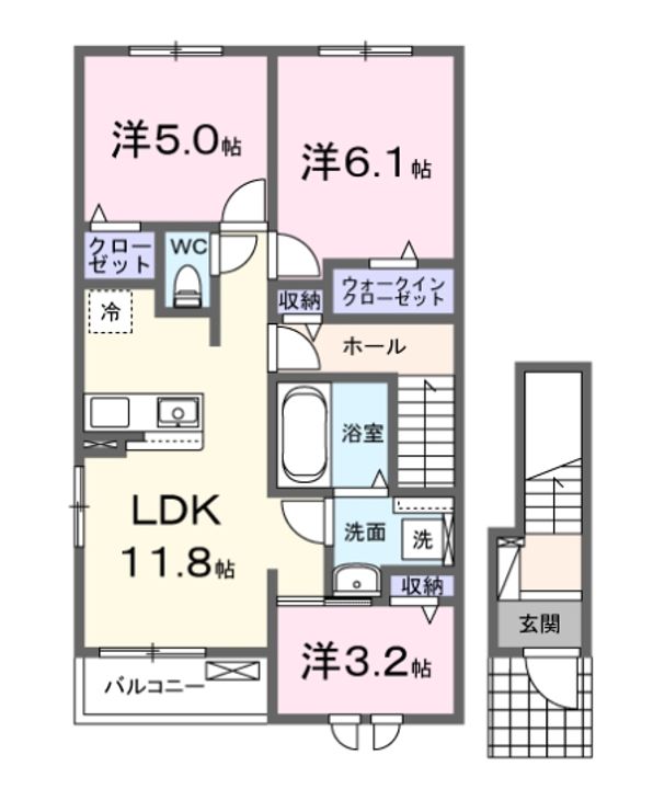 愛知県名古屋市天白区平針台1(アパート)の賃貸物件の間取り