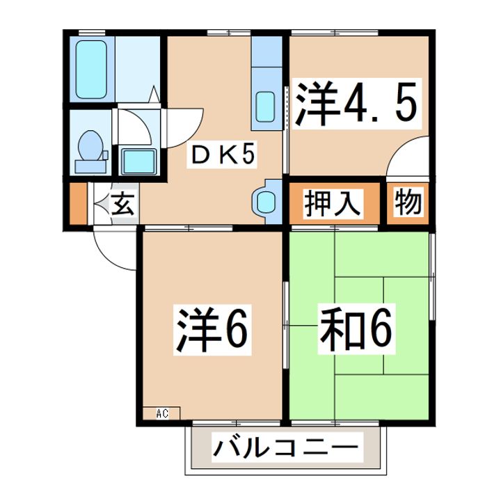 福島県郡山市富田町字向舘(アパート)の賃貸物件の間取り