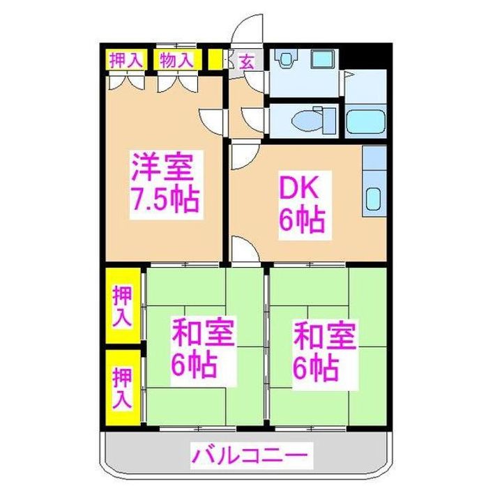 鹿児島県霧島市国分姫城(マンション)の賃貸物件の間取り