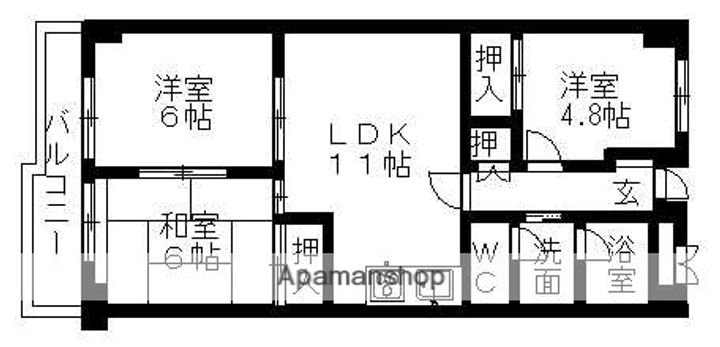 尾張旭里水マンションA棟の間取り