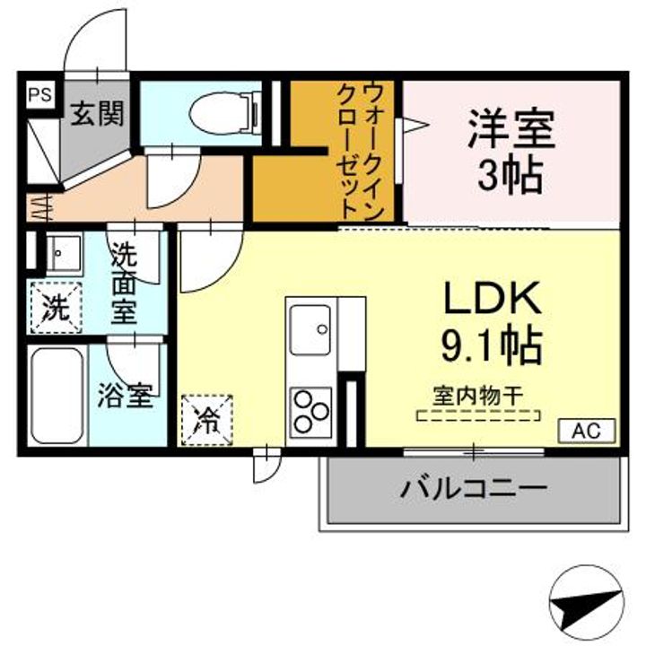 広島県福山市新涯町4(アパート)の賃貸物件の間取り