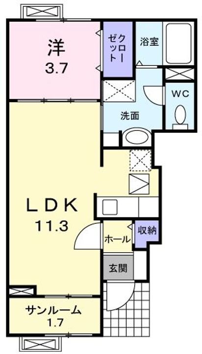 新潟県三条市北入蔵2(アパート)の賃貸物件の間取り
