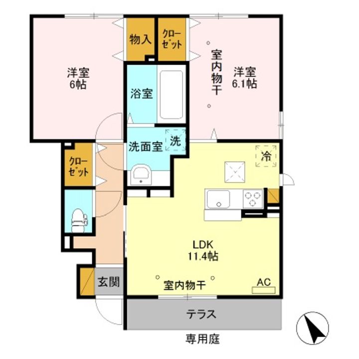 茨城県結城市大字結城(アパート)の賃貸物件の間取り