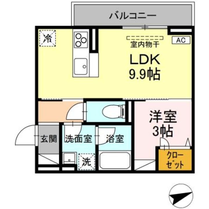 広島県福山市新涯町4(アパート)の賃貸物件の間取り