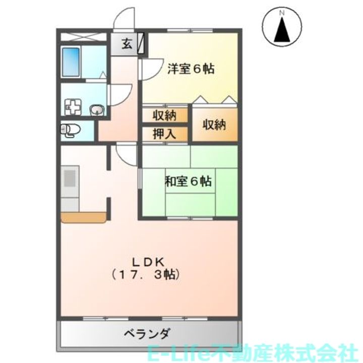熊本県熊本市東区長嶺東5(アパート)の賃貸物件の間取り