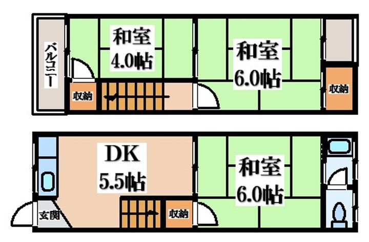 大阪府大東市津の辺町(一戸建)の賃貸物件の間取り