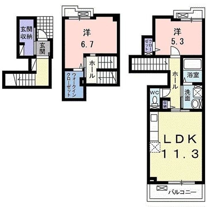 京都府亀岡市千代川町小川3(アパート)の賃貸物件の間取り