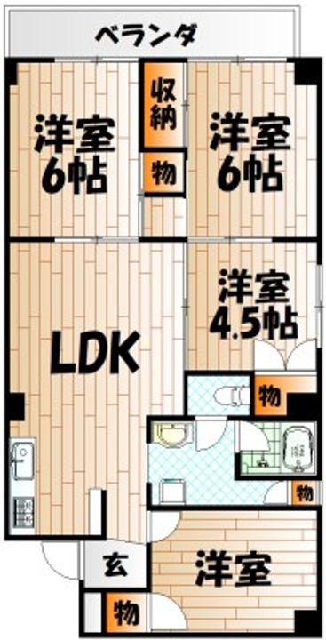 福岡県北九州市小倉北区田町(マンション)の賃貸物件の間取り