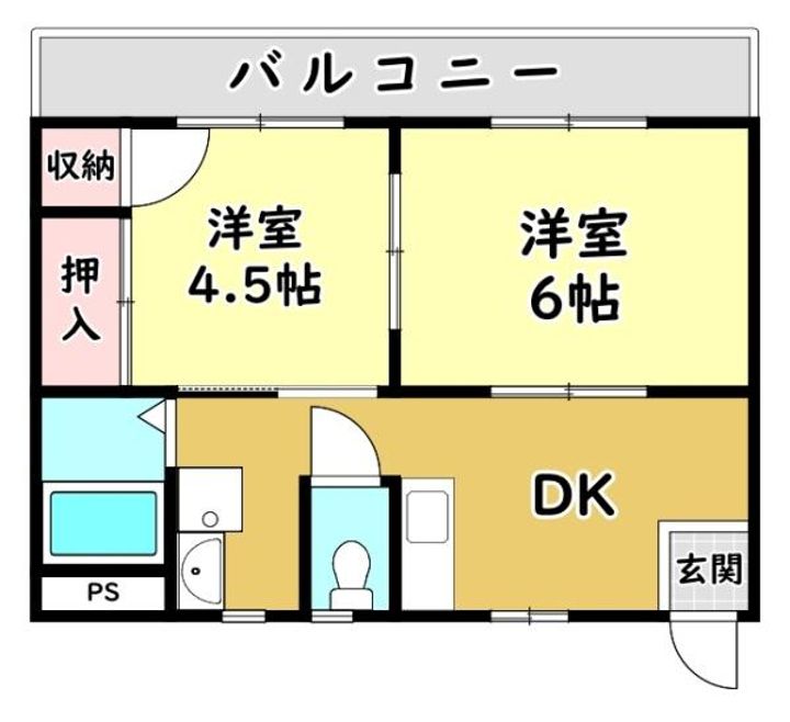 大阪府寝屋川市萱島本町(マンション)の賃貸物件の間取り