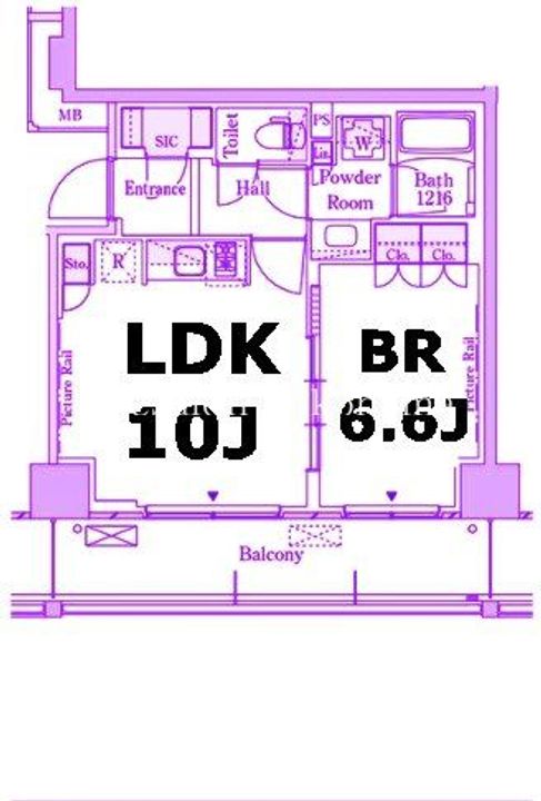 神奈川県横浜市中区富士見町(マンション)の賃貸物件の間取り