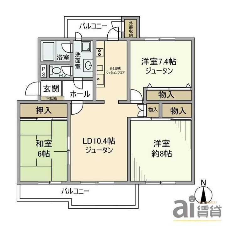 埼玉県所沢市大字山口(アパート)の賃貸物件の間取り