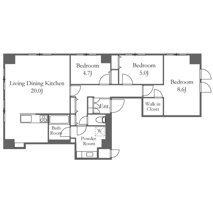 東京都品川区上大崎3(マンション)の賃貸物件の間取り