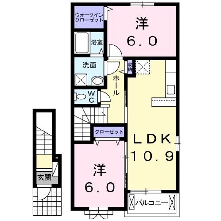 茨城県下妻市下妻乙(アパート)の賃貸物件の間取り