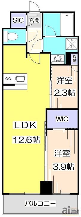 東京都練馬区中村3の賃貸マンションの間取り