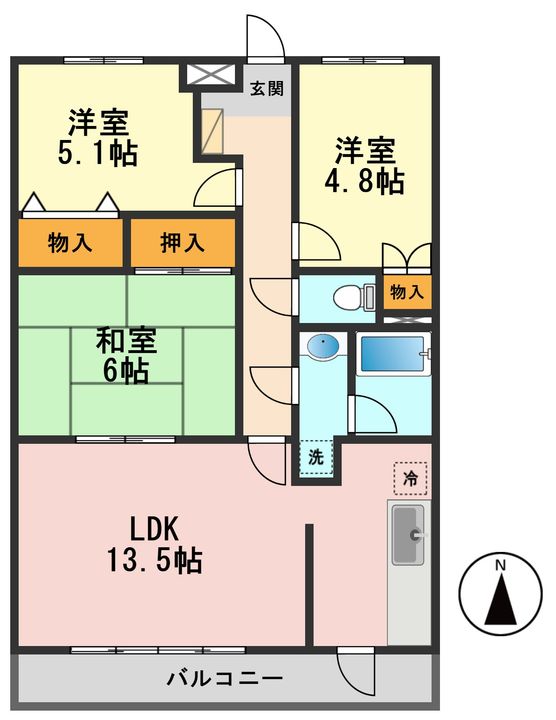 東京都江戸川区西小岩5(マンション)の賃貸物件の間取り