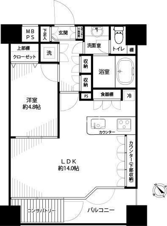東京都中央区新川1(マンション)の賃貸物件の間取り