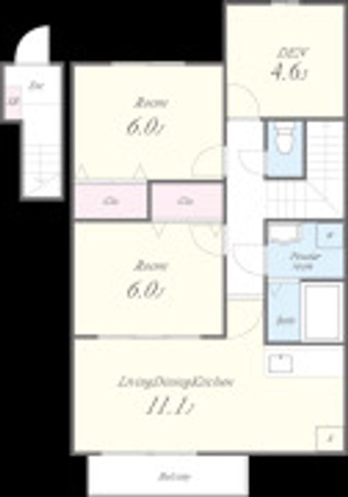 福岡県久留米市上津町(アパート)の賃貸物件の間取り