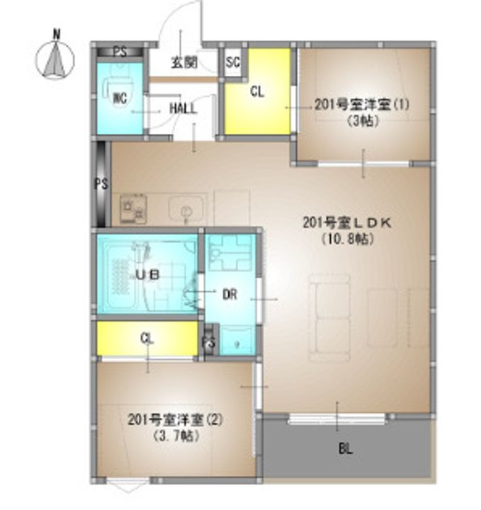 仮称)REGALEST 奉還町4の間取り
