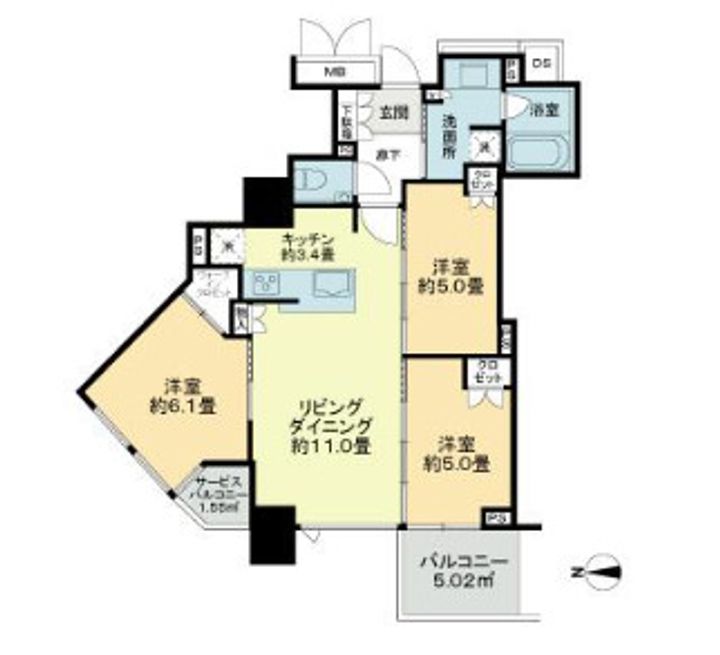 東京都中央区晴海3(マンション)の賃貸物件の間取り