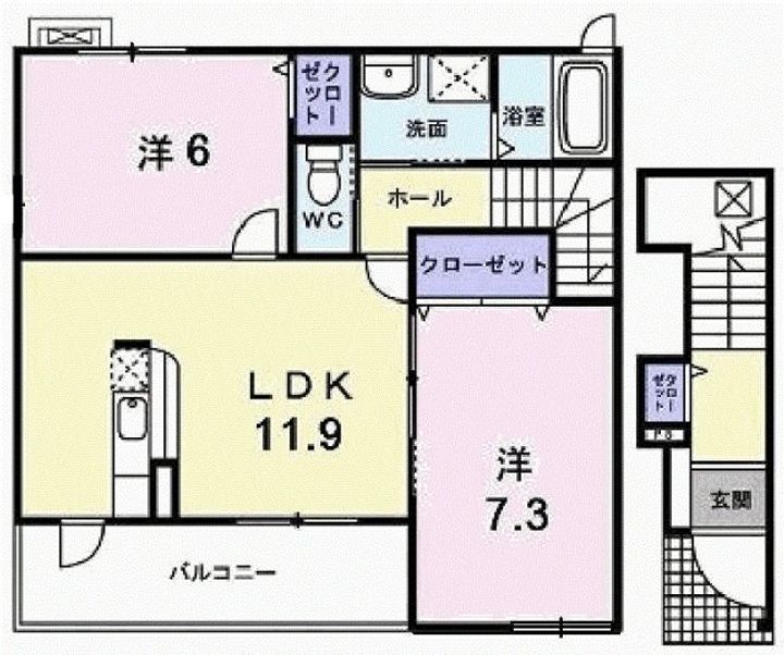 兵庫県加古川市東神吉町西井ノ口(アパート)の賃貸物件の間取り