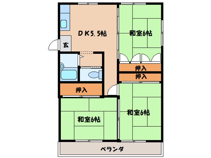 山口県岩国市平田3(アパート)の賃貸物件の間取り