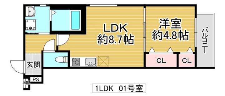 大阪府大阪市城東区東中浜2(アパート)の賃貸物件の間取り