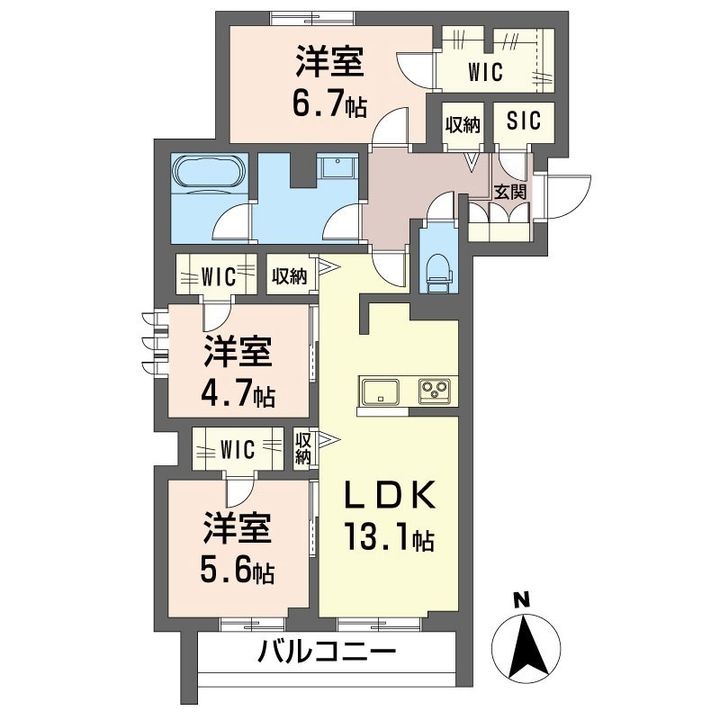 東京都練馬区中村北2(マンション)の賃貸物件の間取り