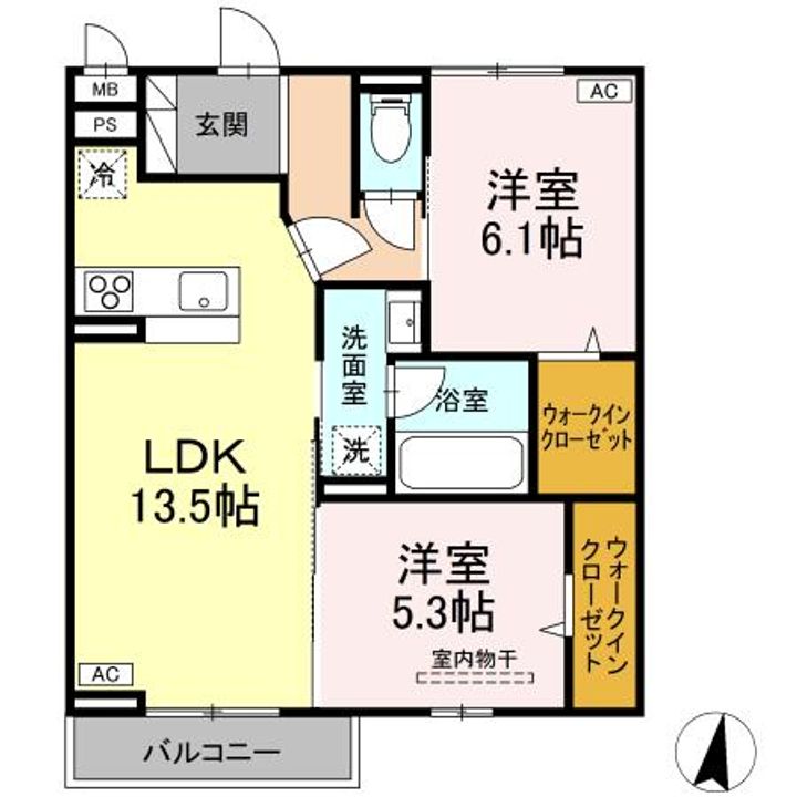広島県福山市手城町2(アパート)の賃貸物件の間取り