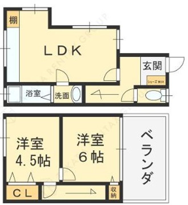 大阪府寝屋川市池田本町(一戸建)の賃貸物件の間取り