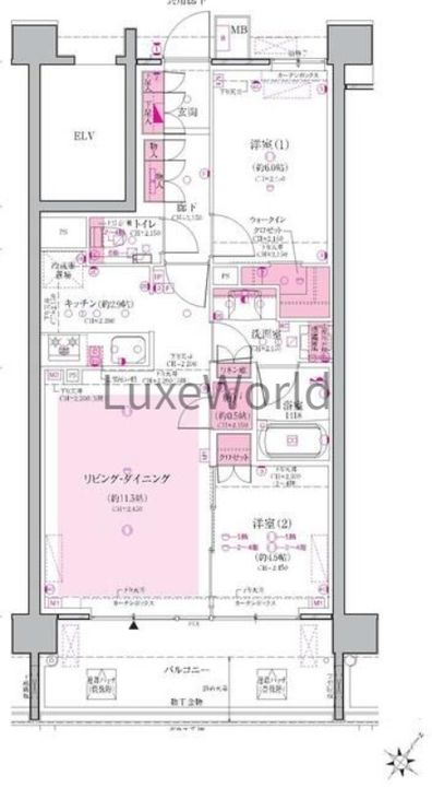 神奈川県横浜市神奈川区沢渡(マンション)の賃貸物件の間取り