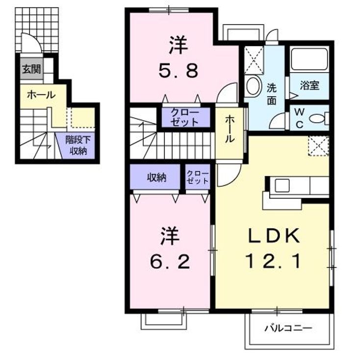 福島県いわき市好間町中好間字鍛冶内(アパート)の賃貸物件の間取り