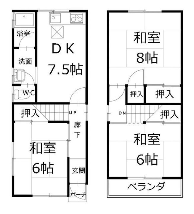 大阪府寝屋川市萱島信和町(一戸建)の賃貸物件の間取り