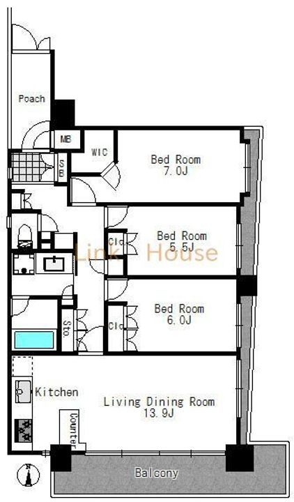 東京都江東区北砂3(マンション)の賃貸物件の間取り