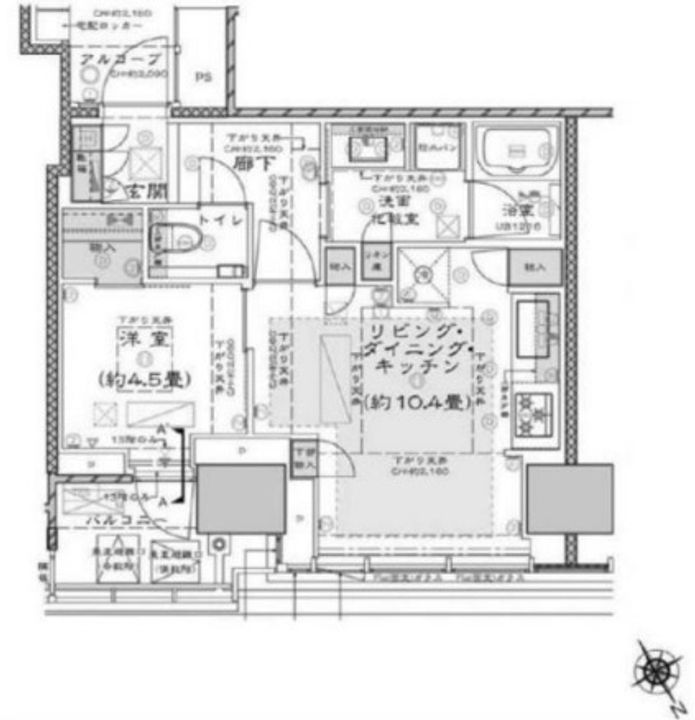 東京都港区芝浦4(マンション)の賃貸物件の間取り