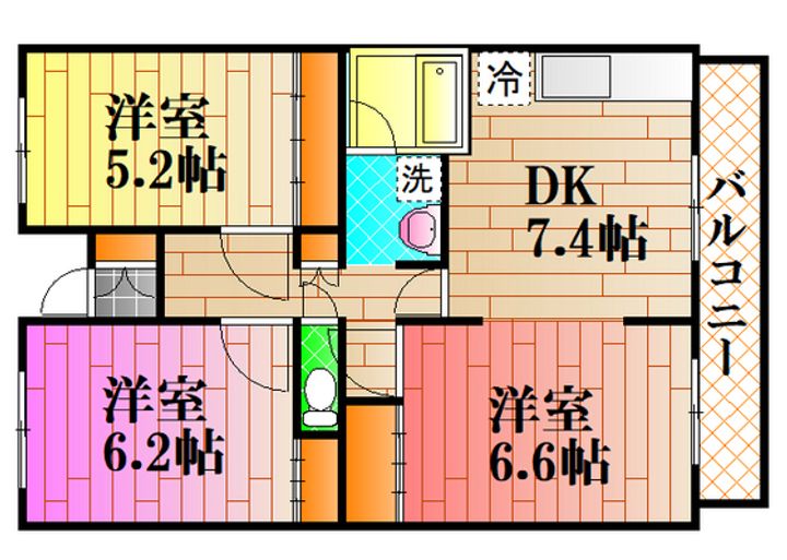 広島県広島市安佐北区三入東1(マンション)の賃貸物件の間取り