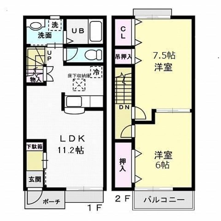 茨城県かすみがうら市下稲吉(アパート)の賃貸物件の間取り