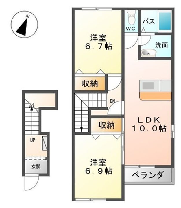 【角部屋】クレストール高倉の間取り