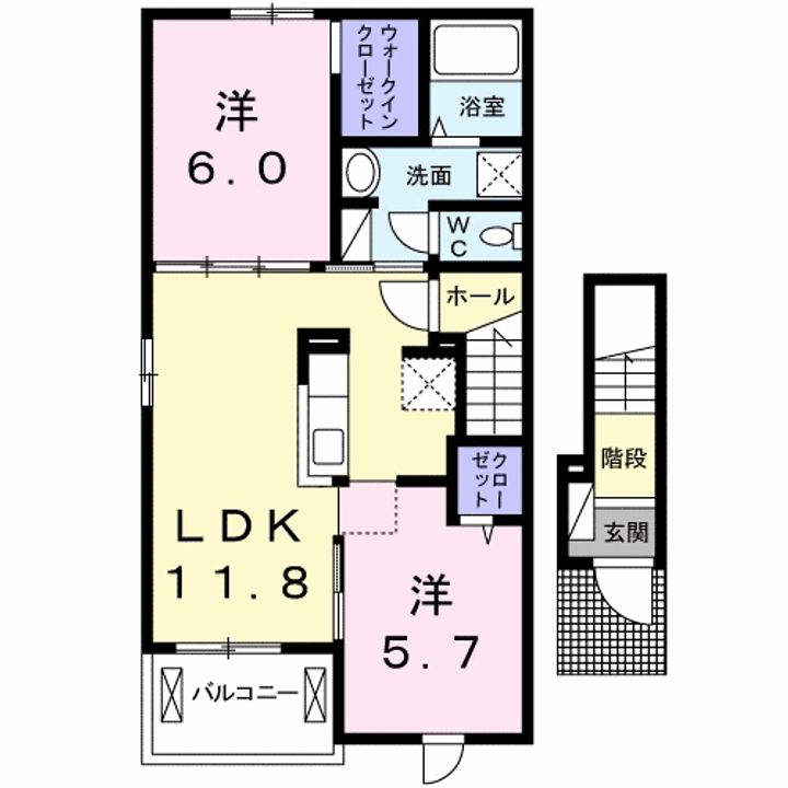 徳島県徳島市北沖洲3(アパート)の賃貸物件の間取り