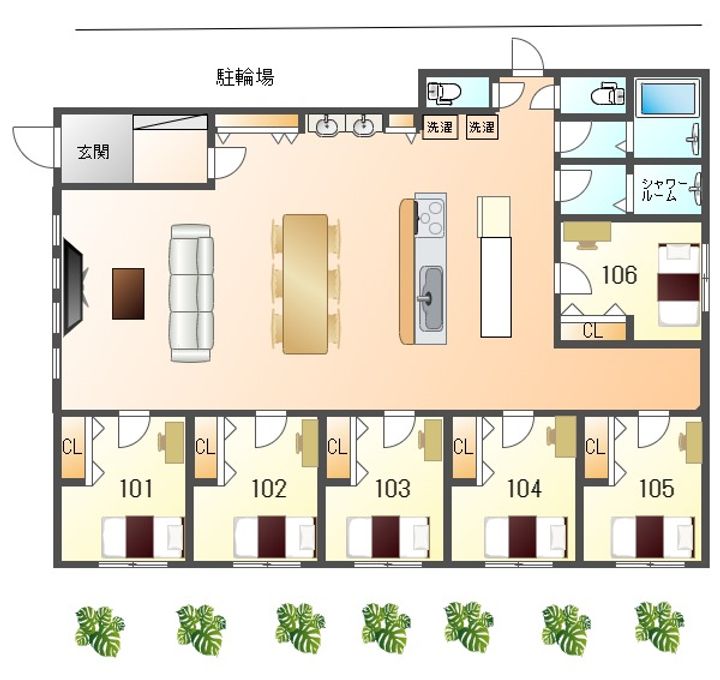 M’s house (女性専用シェアハウス)の居間