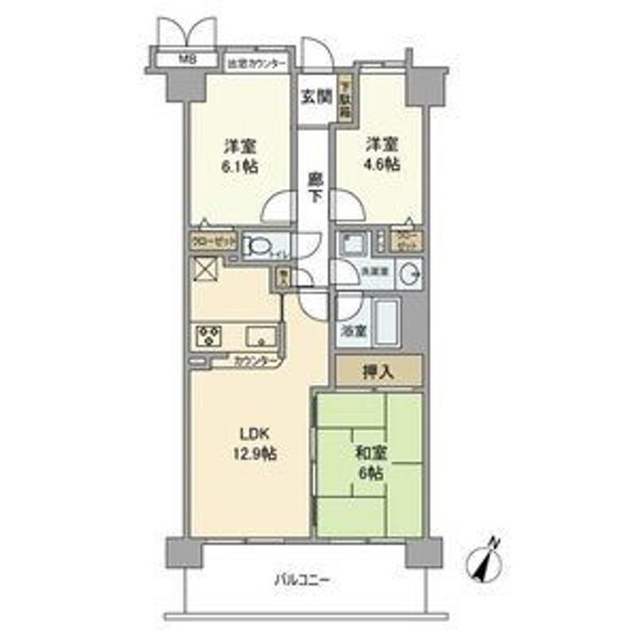 埼玉県さいたま市桜区西堀4(マンション)の賃貸物件の間取り