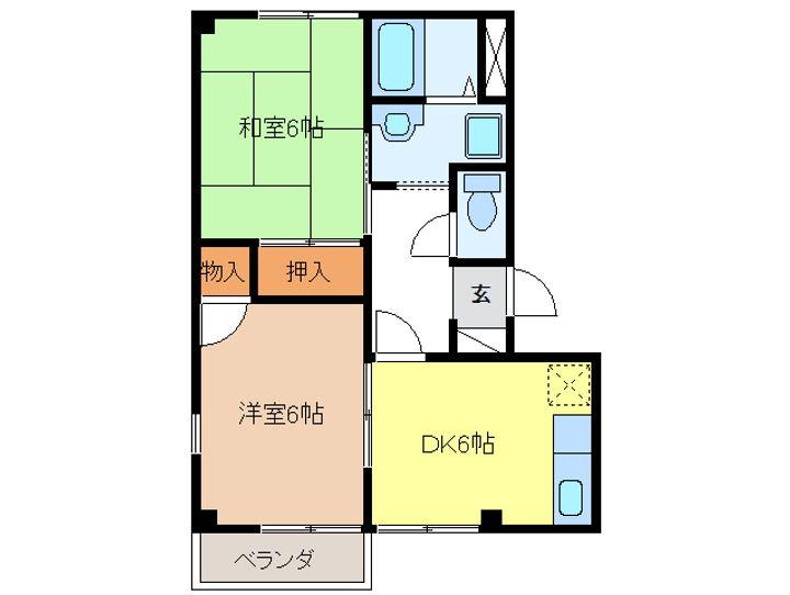 岐阜県岐阜市西改田上の町(アパート)の賃貸物件の間取り
