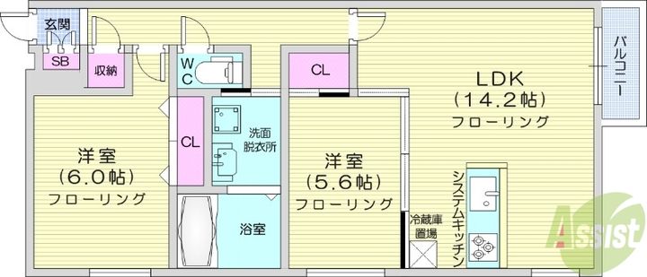 北海道札幌市中央区北一条東12(マンション)の賃貸物件の間取り