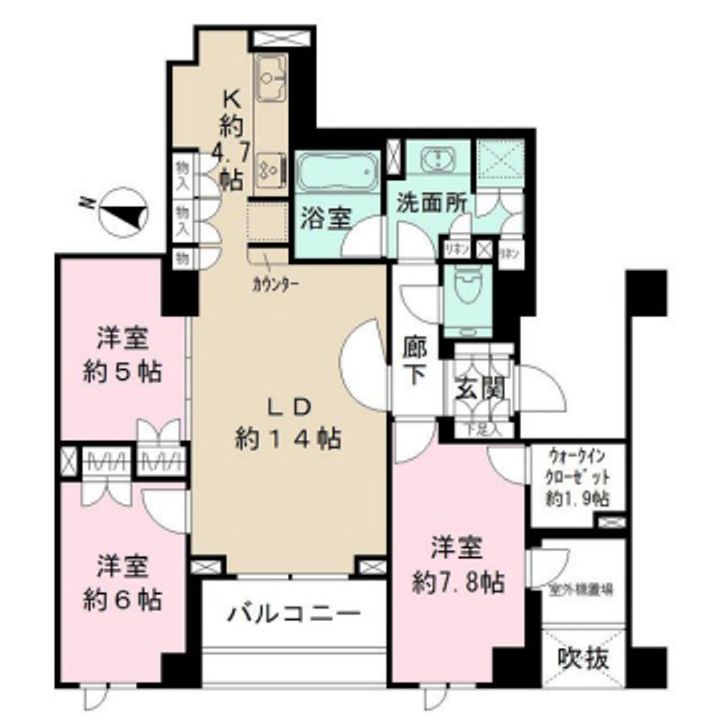 京都府京都市上京区上生洲町(マンション)の賃貸物件の間取り
