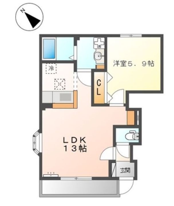 広島県福山市多治米町5(アパート)の賃貸物件の間取り