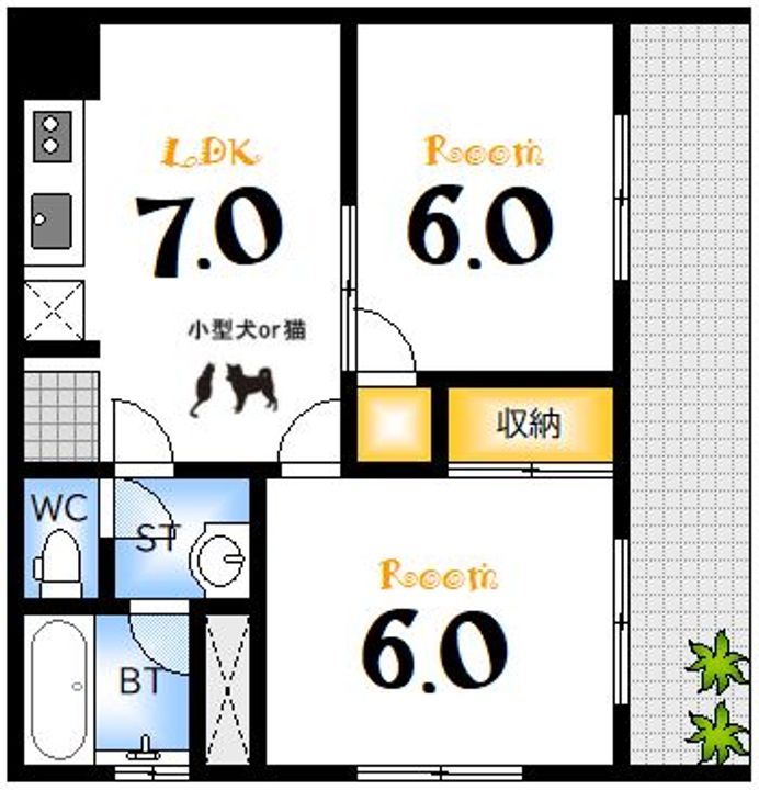 広島県広島市中区光南4(マンション)の賃貸物件の間取り