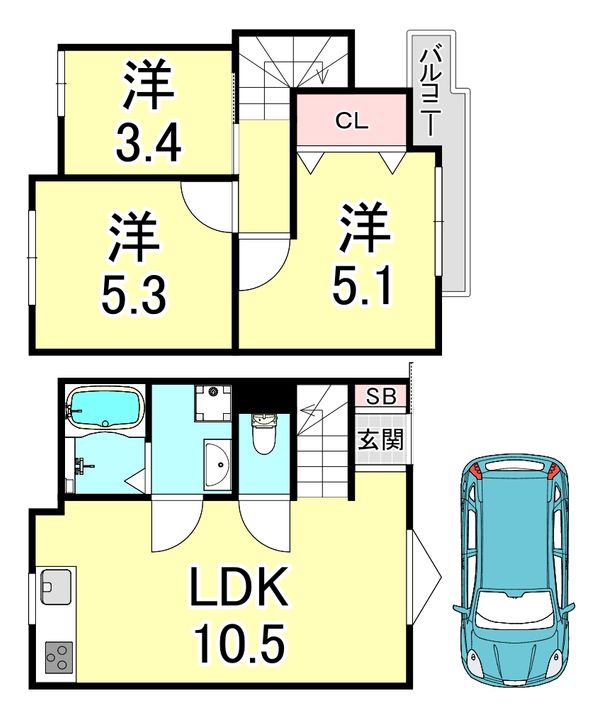 兵庫県神戸市垂水区仲田2(一戸建)の賃貸物件の間取り