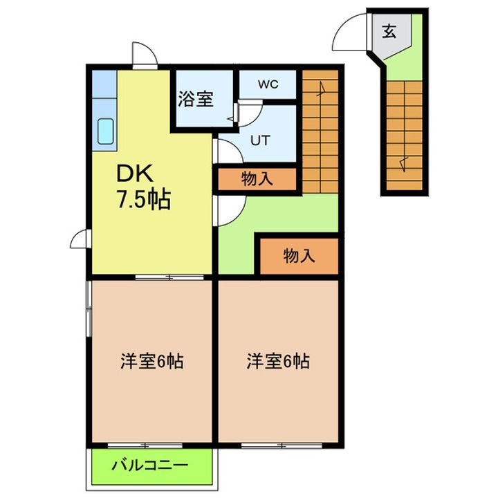 愛知県日進市折戸町高松(アパート)の賃貸物件の間取り